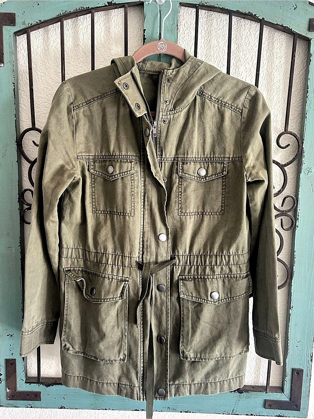 BP. Hooded Utility Jacket Cotton Green Small